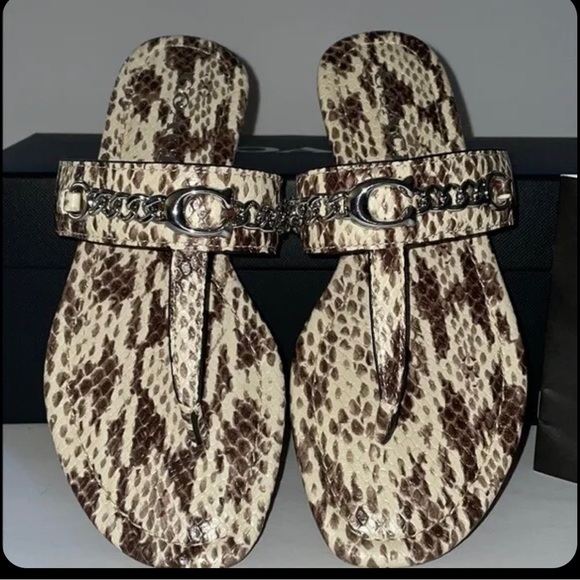 COACH Authentic Pythons Sandals RARE Find FG3816 Jaclyn Natural Nat Sandal - Picture 1 of 3